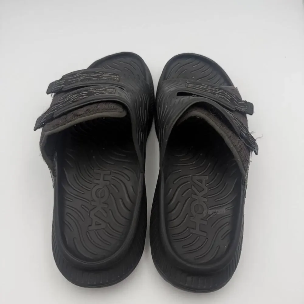 HOKA ONE ORA Unisex LUXE Black Sandals Recovery Slides Size Mens 9 / women’s 11